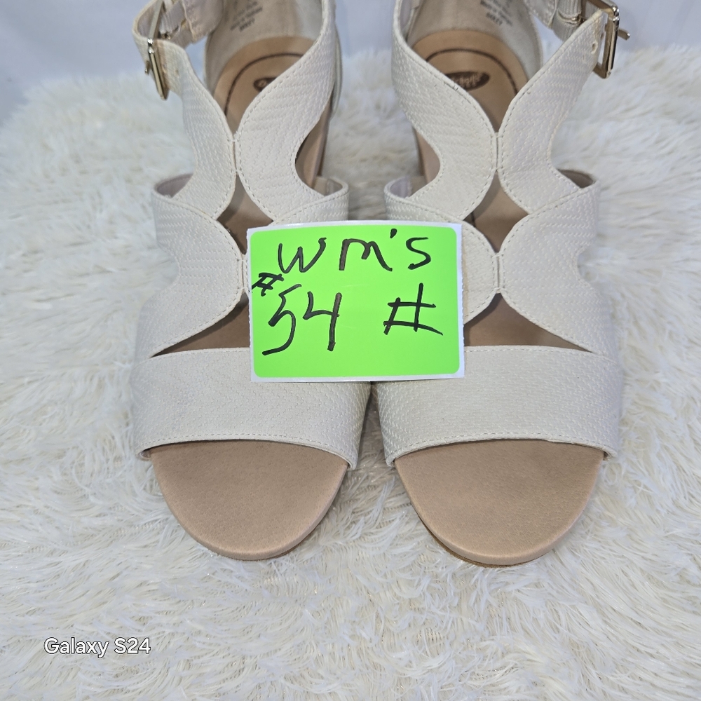 DR SCHOOL'S BAILEY FAUX LEATHER WEDGE SANDALS OYSTER SIZE 9 - Picture 14 of 14